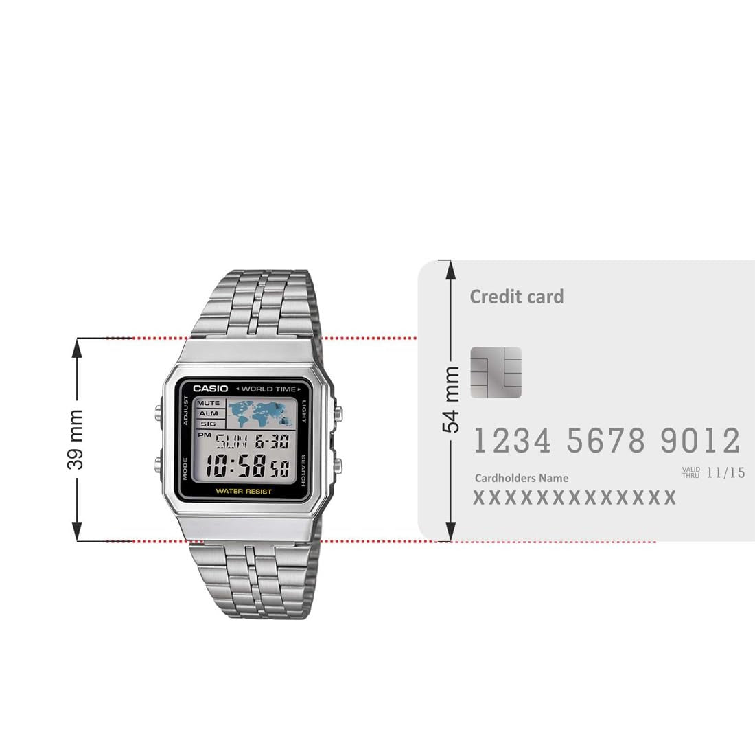 Casio Vintage Digital Black Dial Stainless Steel Unisex Watch A500WE7ADF