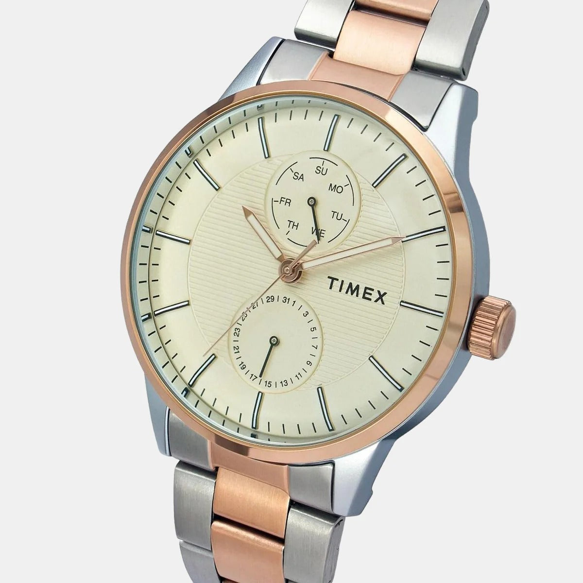 Timex Fashion Quartz Beige Dial Chronograph Stainless Steel Men's Watch TWEG19902