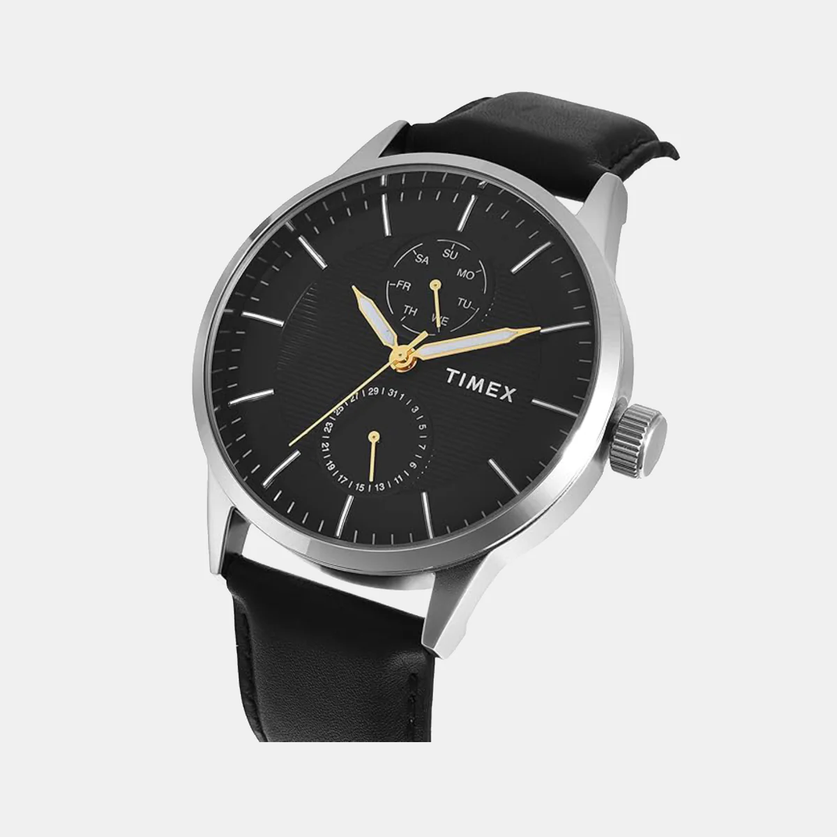 Timex Fashion Quartz Black Dial Multi-Function Leather Men's Watch TWEG19915