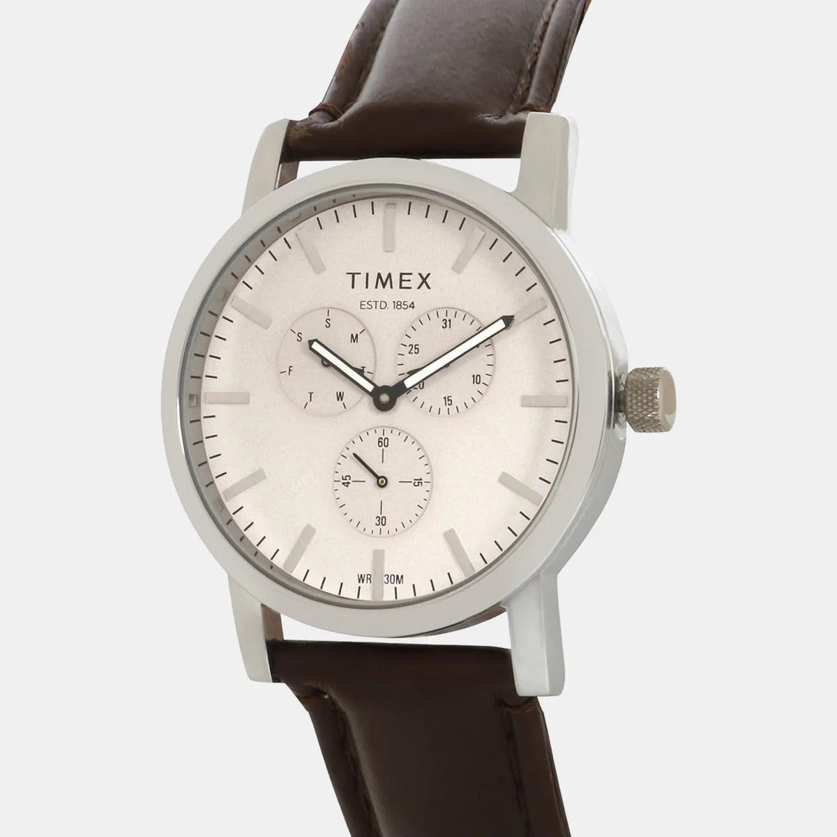 Timex Quartz Grey Dial Chronograph Leather Men's Watch TWEG16606