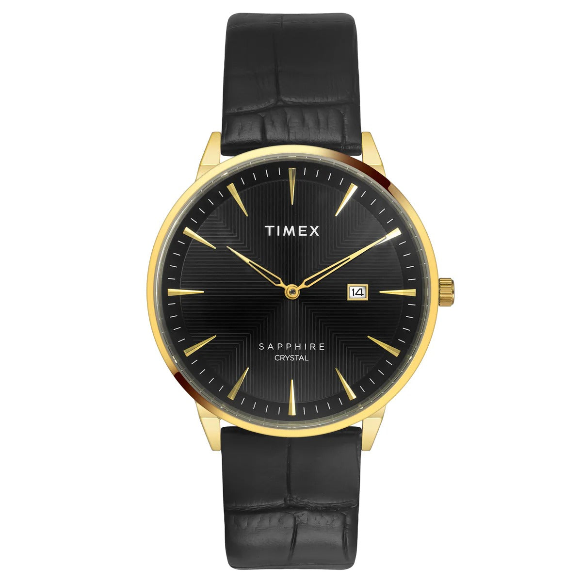 Timex Fashion Quartz Black Dial Analog Leather Men's Watch TWEG21901