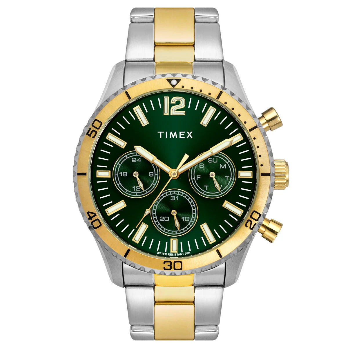 Timex Trendline Men Quartz Green Dial Multi-Function Stainless Steel Watch TWEG32201