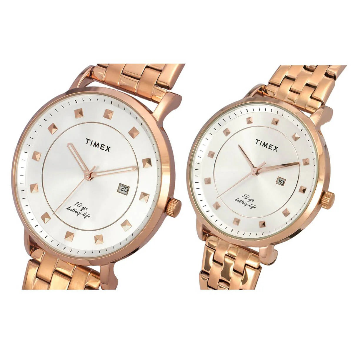 Timex Empera Quartz Silver Dial Analog Stainless Steel Couple Watch TW00PR281