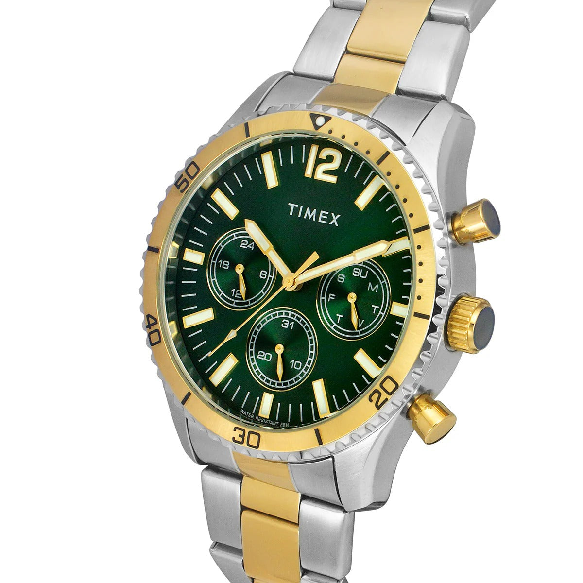 Timex Trendline Men Quartz Green Dial Multi-Function Stainless Steel Watch TWEG32201