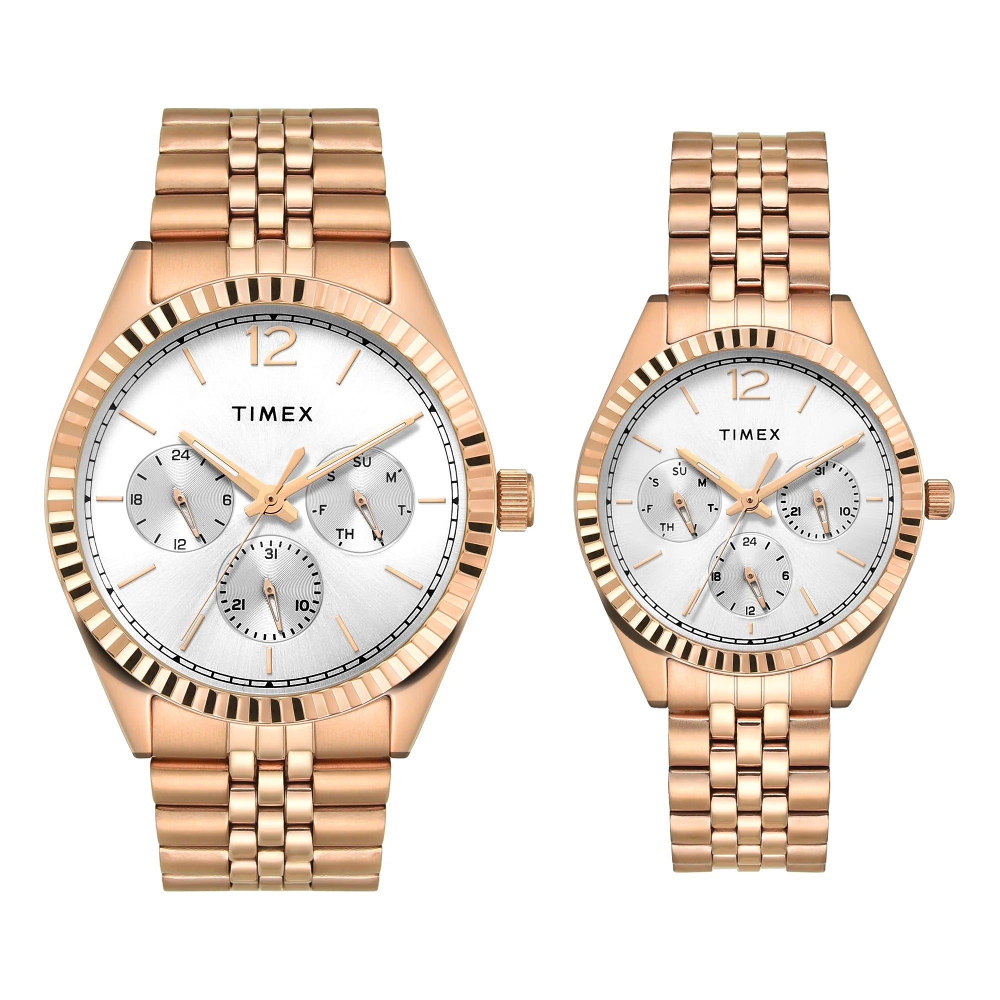 TIMEX Trendline Silver Round Dial Analog Couple Watch - TW00PR346