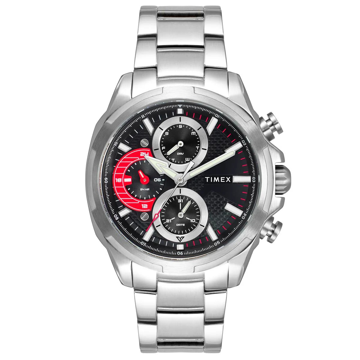 Timex E Class Quartz Black Dial Multi-Function Stainless Steel Men's Watch TWEG25000