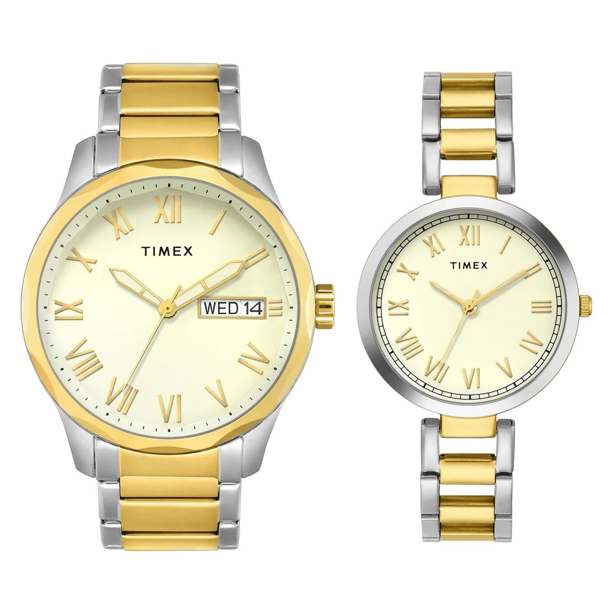 Timex Trendline Couple Quartz Cream Dial Analog Stainless Steel Watch TW00PR341