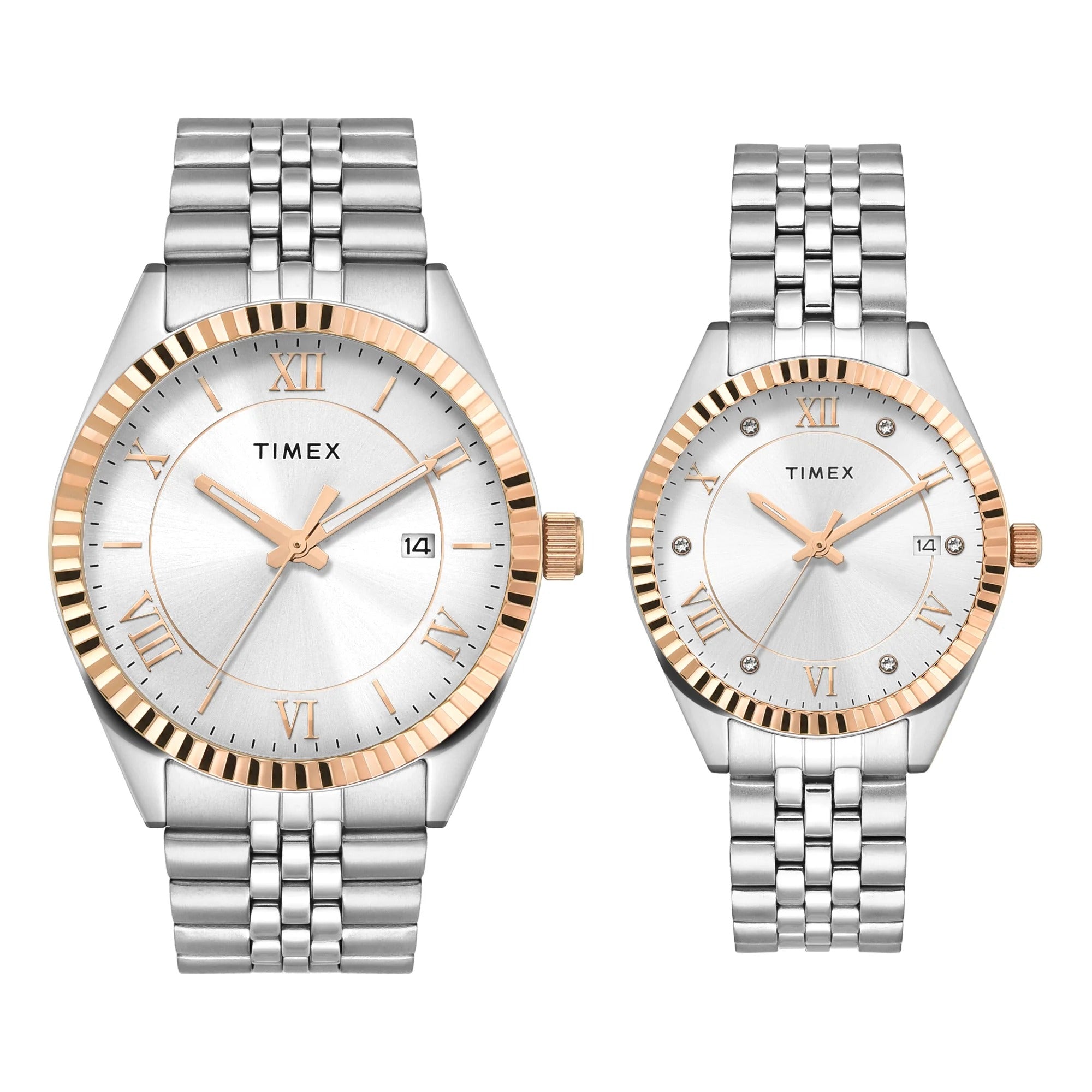 TIMEX Trendline Analog Silver Round Dial Pair's Watch - TW00PR343