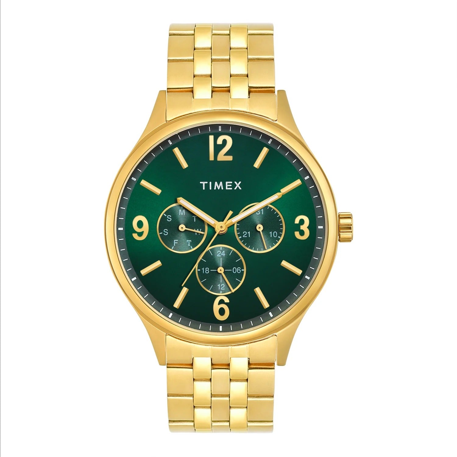 Timex Fashion Quartz Green Dial Multi-Function Stainless Steel Men's Watch TWEG18440