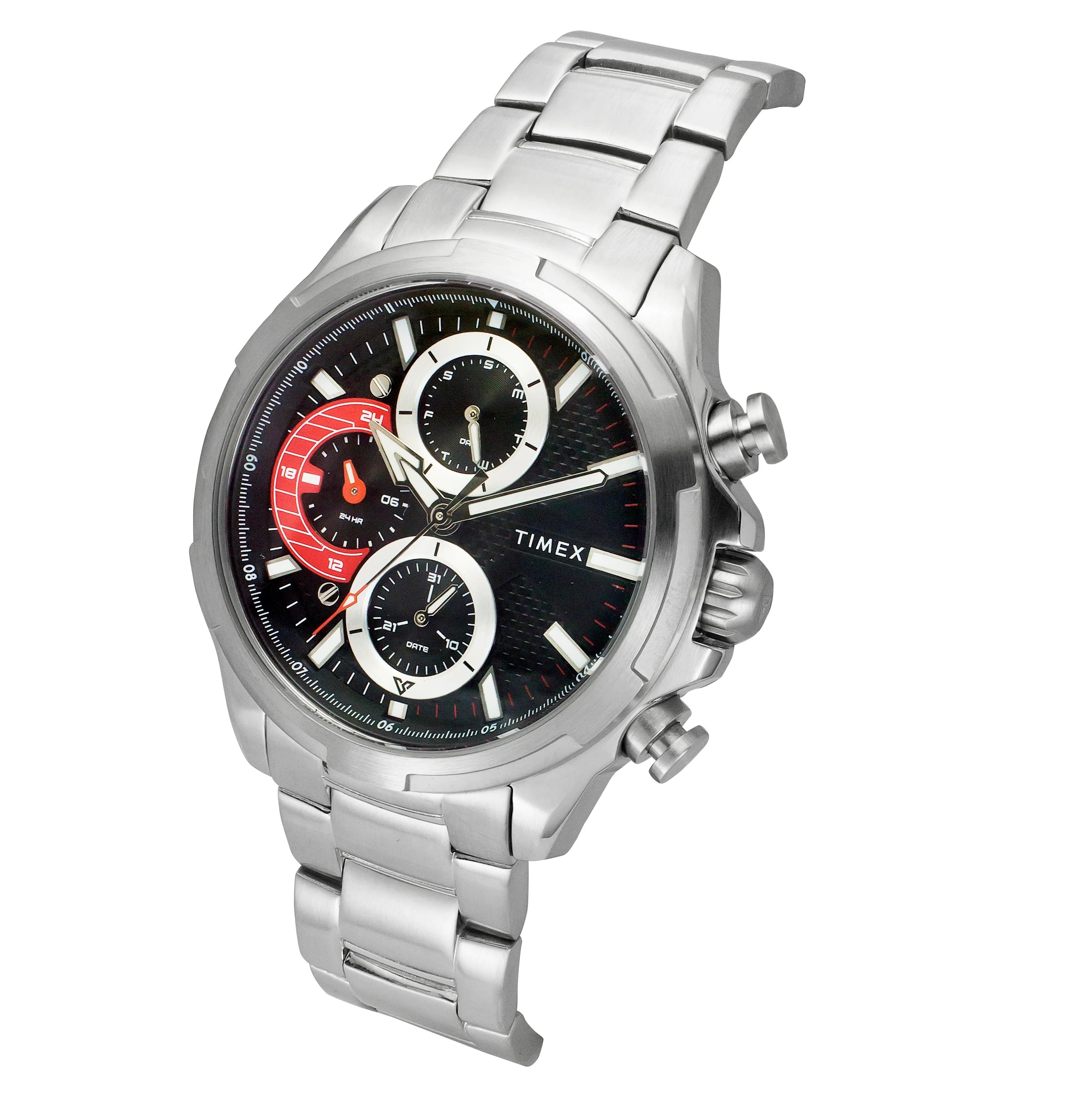 Timex E Class Quartz Black Dial Multi-Function Stainless Steel Men's Watch TWEG25000