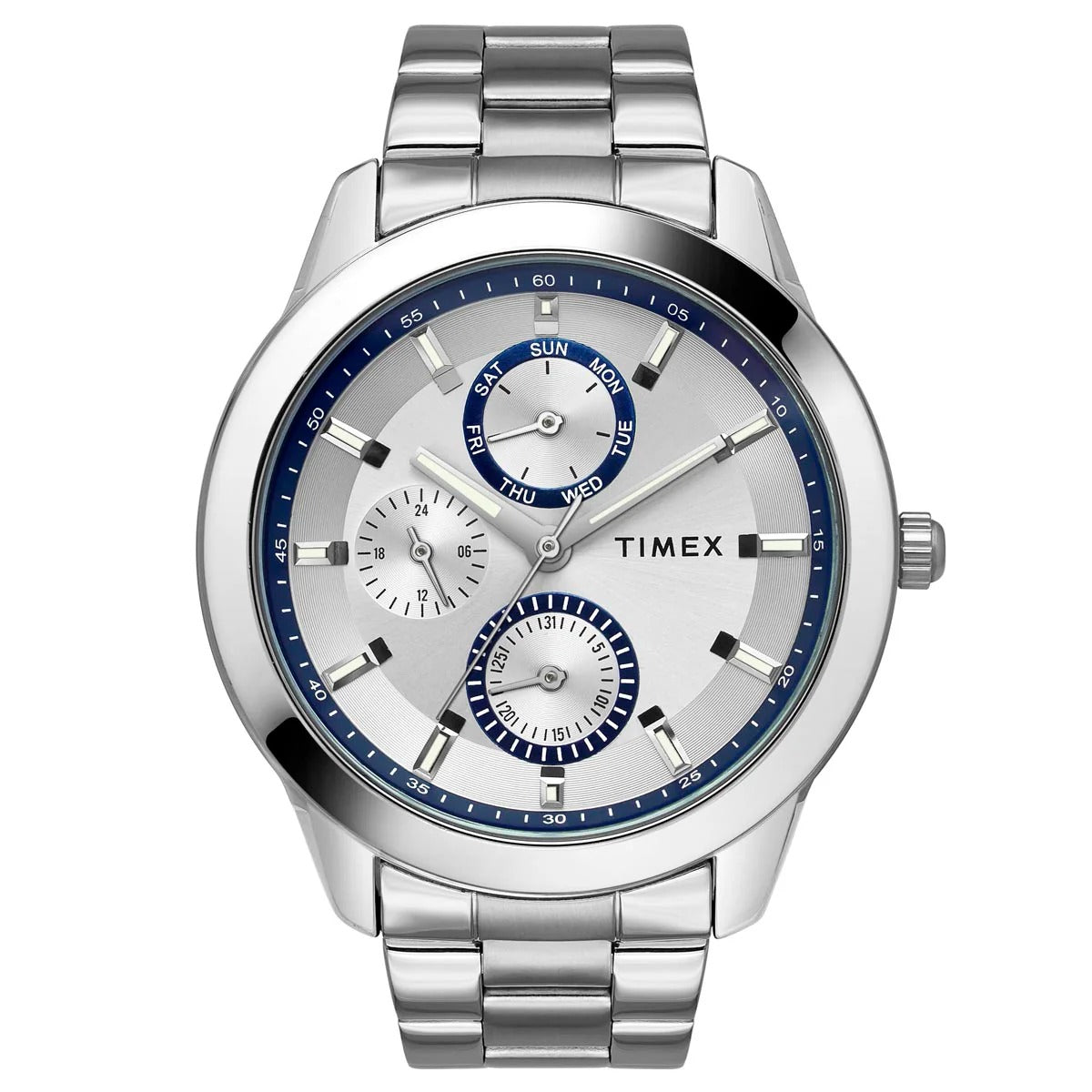 Timex Fashion Quartz Silver Dial Multi-Function Stainless Steel Men's Watch TWEG18506