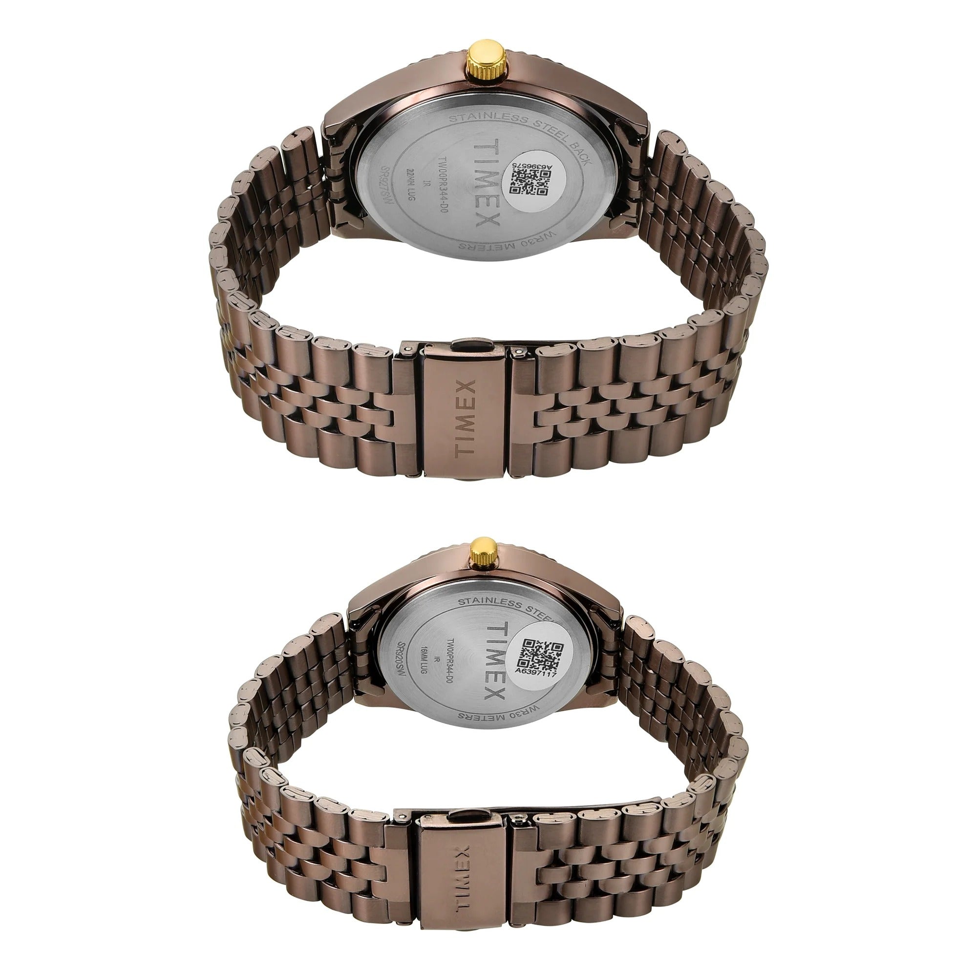 Timex Trendline Quartz Brown Dial Analog Stainless Steel Couple Watch TW00PR344