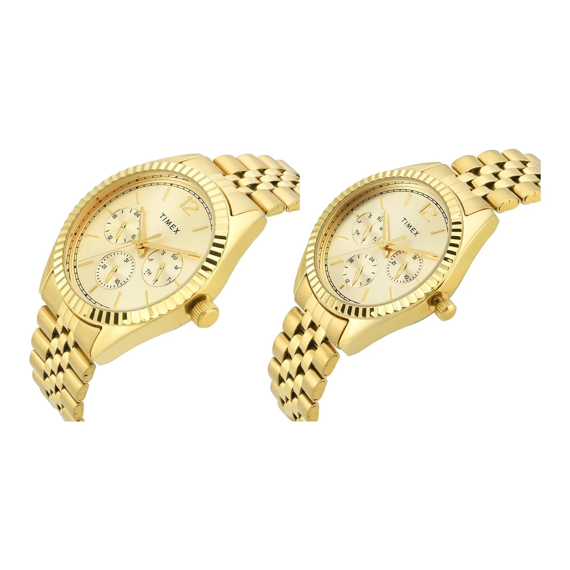 Timex Trendline Champagne Dial Analog Couple Pair Watch TW00PR345