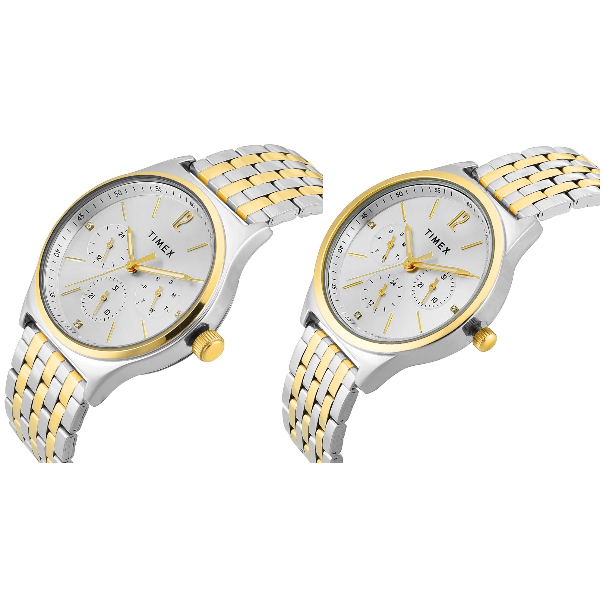 Timex Trendline Quartz Silver Dial Stainless Steel Couple Watch TW00PR350