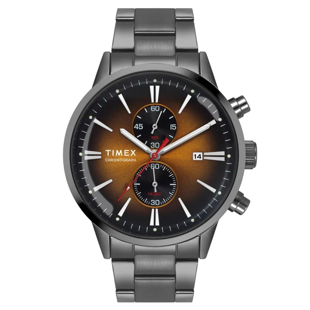 Timex Fashion Quartz Orange Dial Chronograph Stainless Steel Men's Watch TWEG19932
