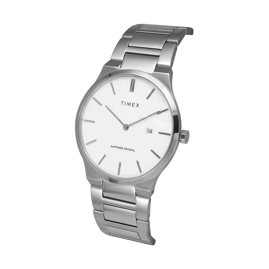 Timex E Class Quartz White Dial Analog Stainless Steel Men's Watch TWEG23600