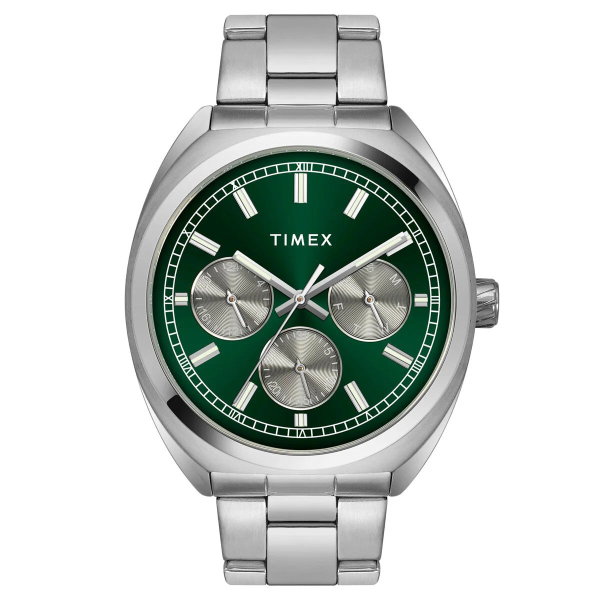 Timex E Class Quartz Green Dial Chronograph Stainless Steel Men's Watch TWEG22300