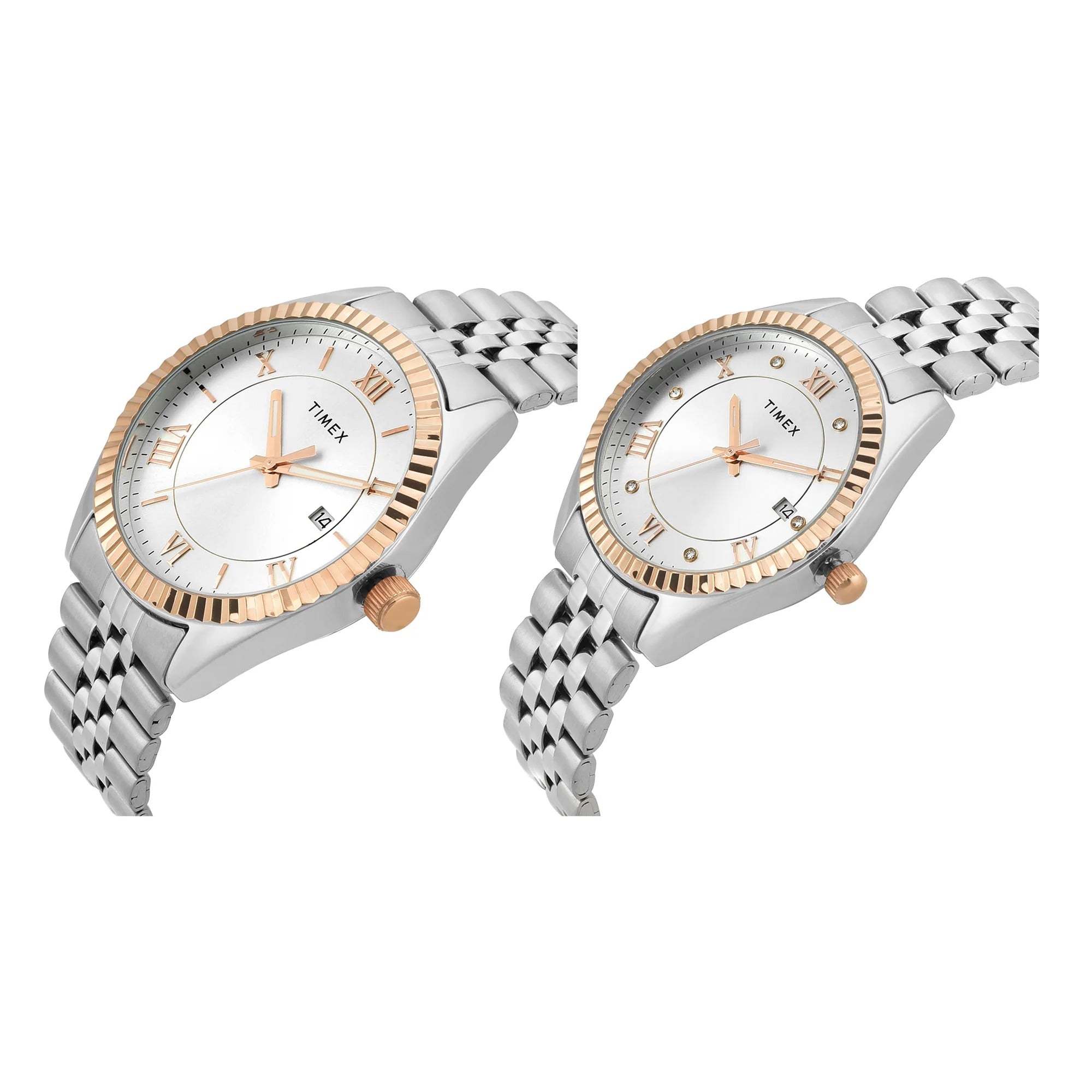 TIMEX Trendline Analog Silver Round Dial Pair's Watch - TW00PR343