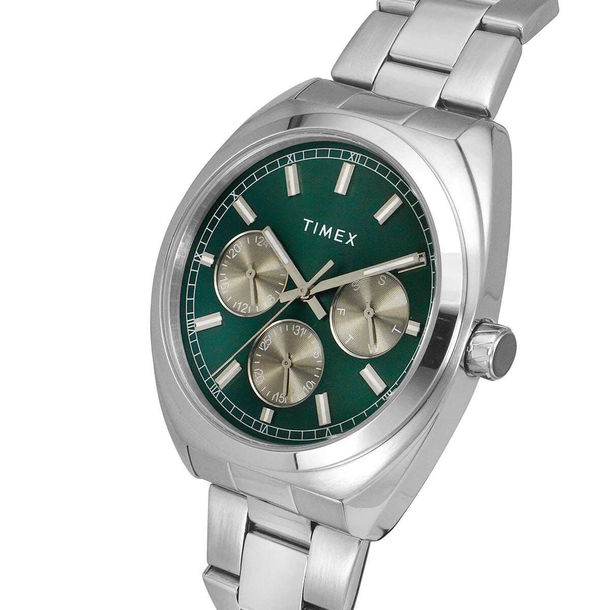 Timex E Class Quartz Green Dial Chronograph Stainless Steel Men's Watch TWEG22300