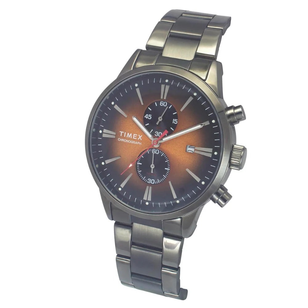 Timex Fashion Quartz Orange Dial Chronograph Stainless Steel Men's Watch TWEG19932