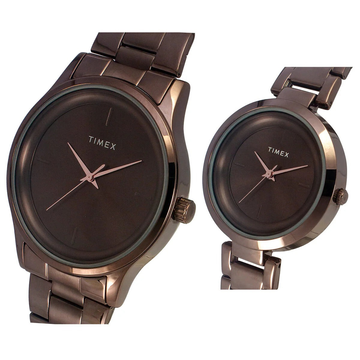 Timex Fashion Quartz Brown Dial Analog Stainless Steel Couple Watch TW00PR295