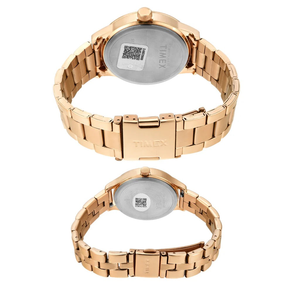Timex Fashion Quartz Silver Dial Multi-Function Stainless Steel Couple Watch TW00PR304