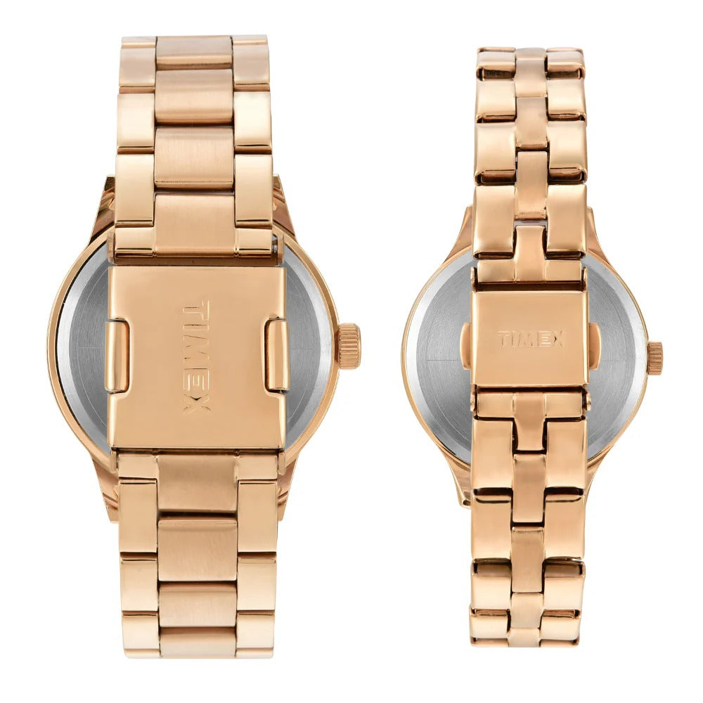 Timex Fashion Quartz Silver Dial Multi-Function Stainless Steel Couple Watch TW00PR304