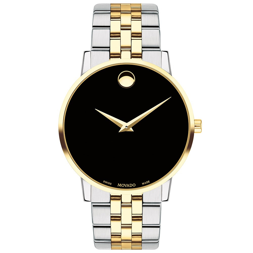 Movado Museum Men Quartz Black Dial Analog Stainless Steel Watch 607200