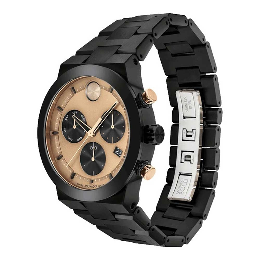 Movado BOLD Fusion Bronze Dial Chronograph Stainless Steel Watch 3600897