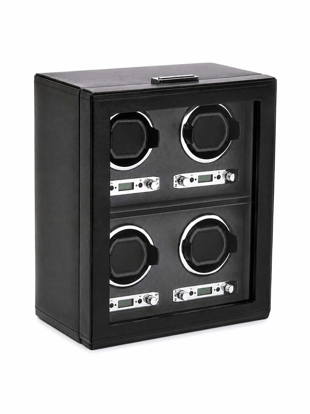 Luxury 4 Slot Watch Winder for Automatic Watches – Silent Japanese Motor with LED Display & Premium Leather Finish – Black