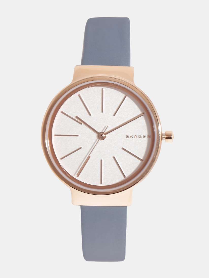 Skagen Ancher SKW2482 Women's Watch – Rose Gold Case, White Dial, Blue Leather Strap