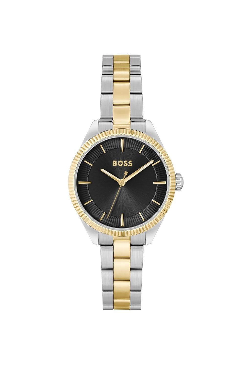 Boss Sage Women Quartz Black Dial Analog Two-Tone Stainless Steel Watch 1502730