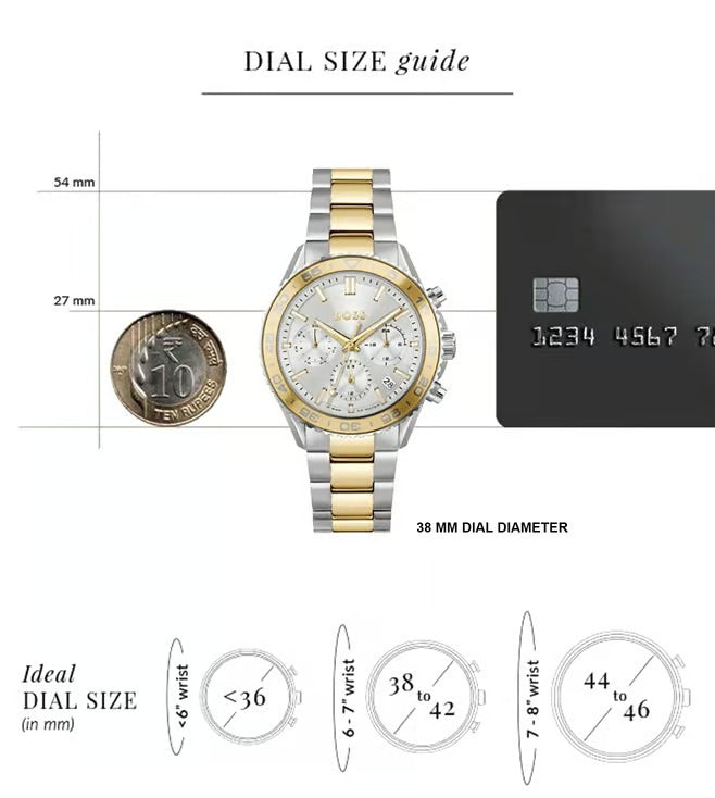 Boss Runner Women Chronograph Analog Silver Dial Two-Tone Stainless Steel Watch 1502756
