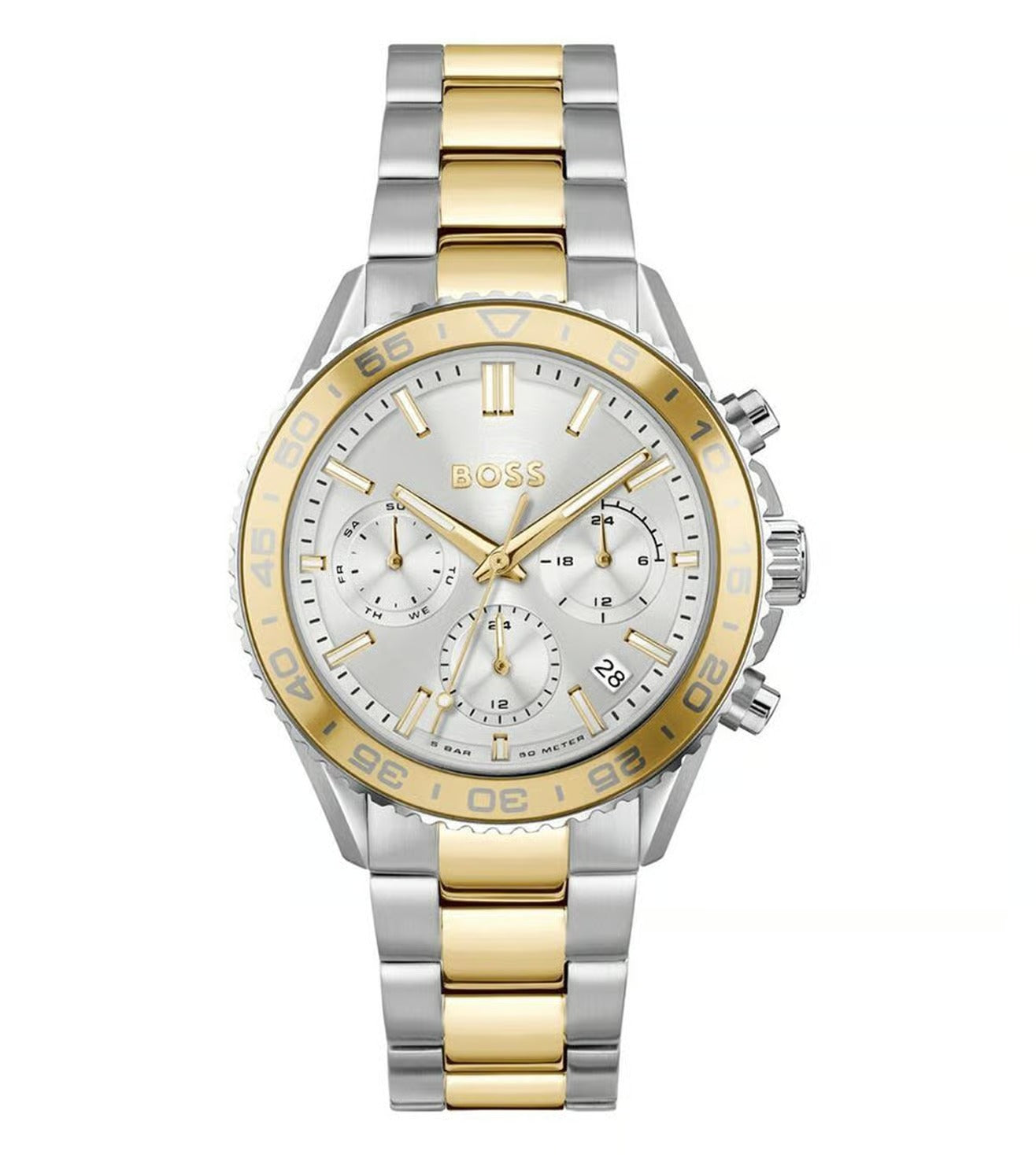 Boss Runner Women Chronograph Analog Silver Dial Two-Tone Stainless Steel Watch 1502756