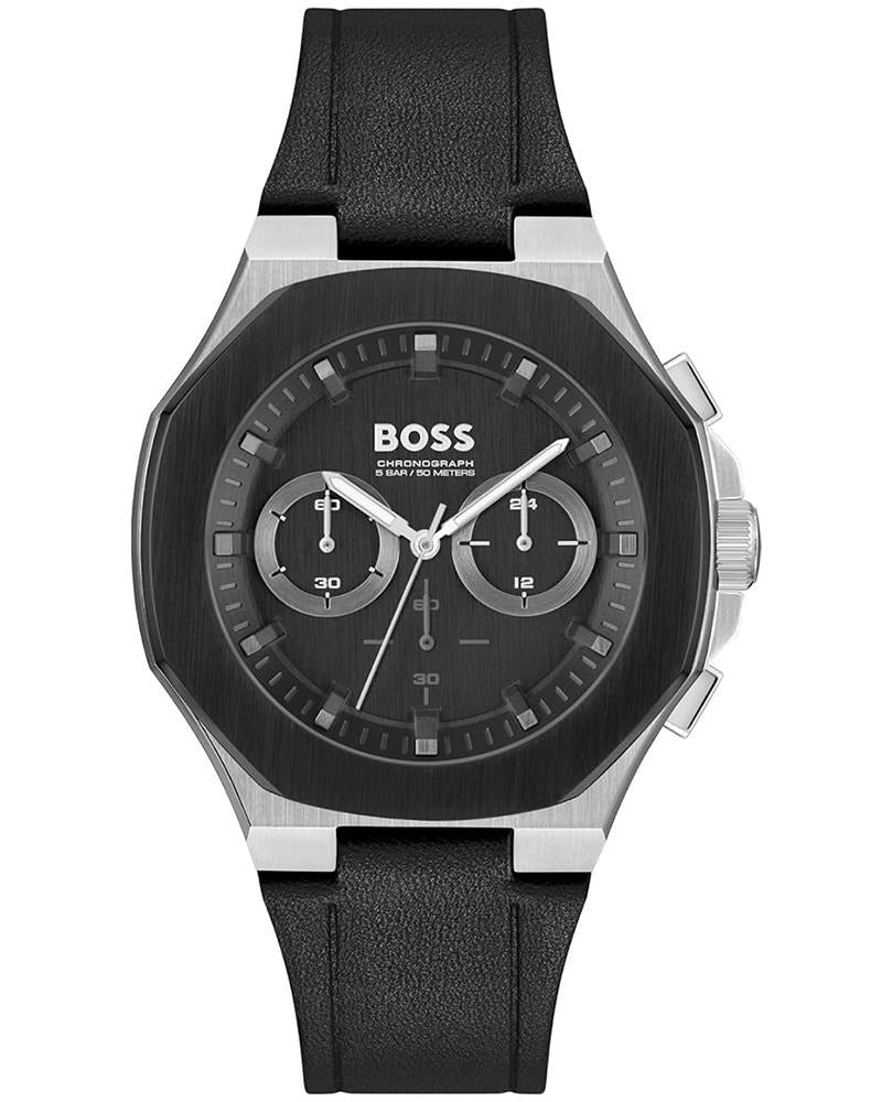 Boss Taper Men's Quartz Black Dial Chronograph Leather Watch 1514085