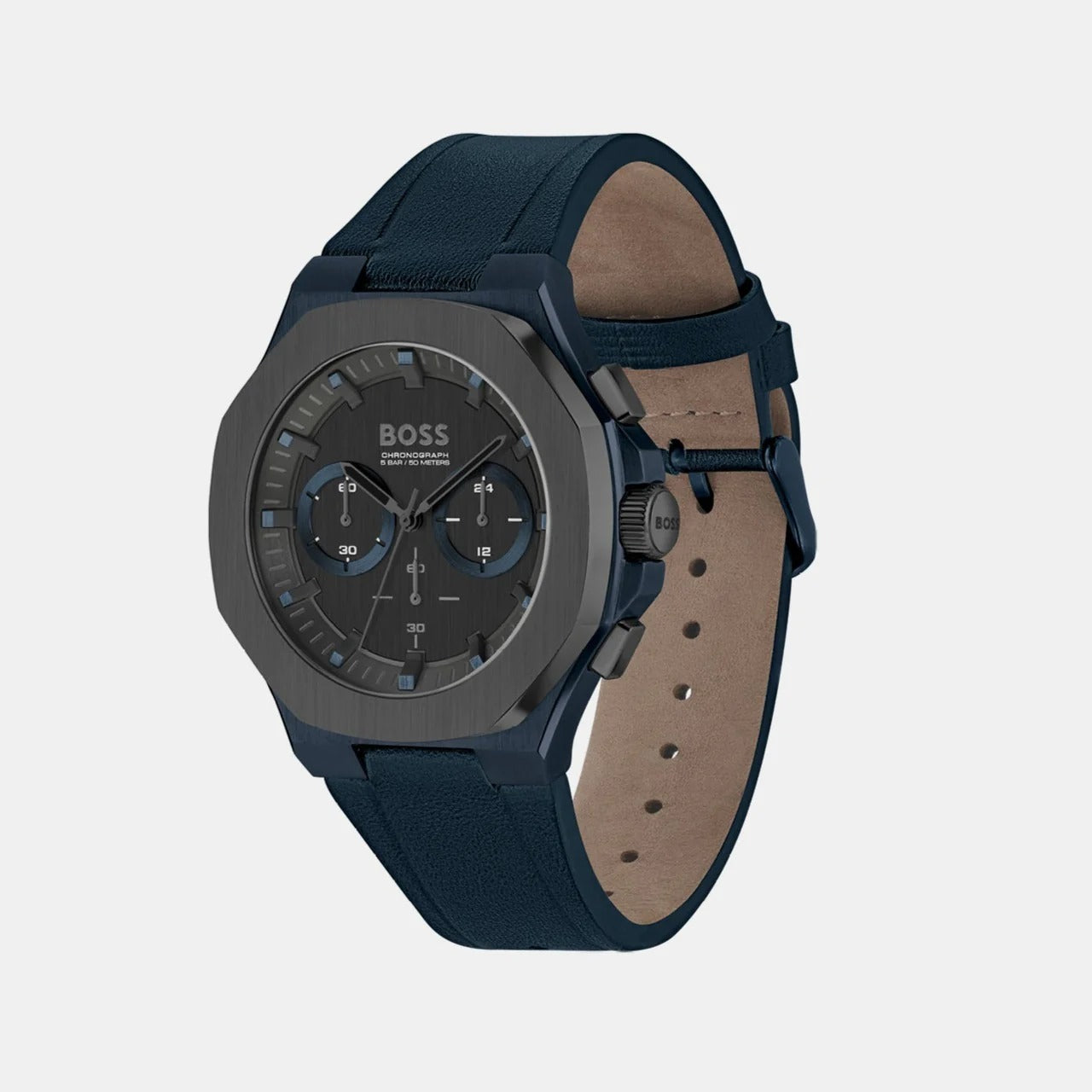 Boss Taper Men's Quartz Black Dial Chronograph Leather Watch 1514086