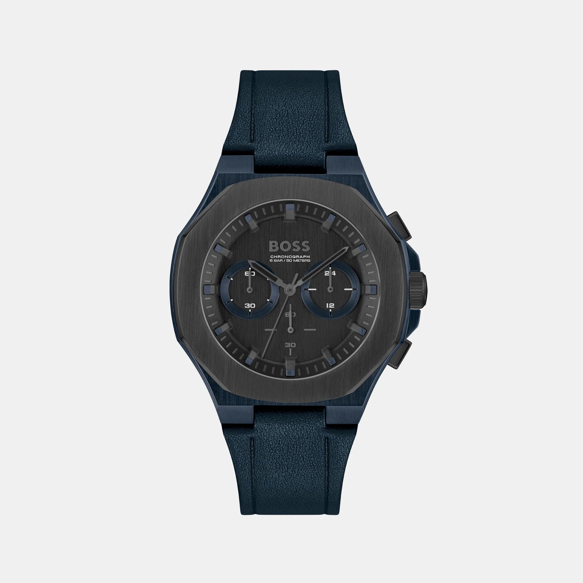 Boss Taper Men's Quartz Black Dial Chronograph Leather Watch 1514086