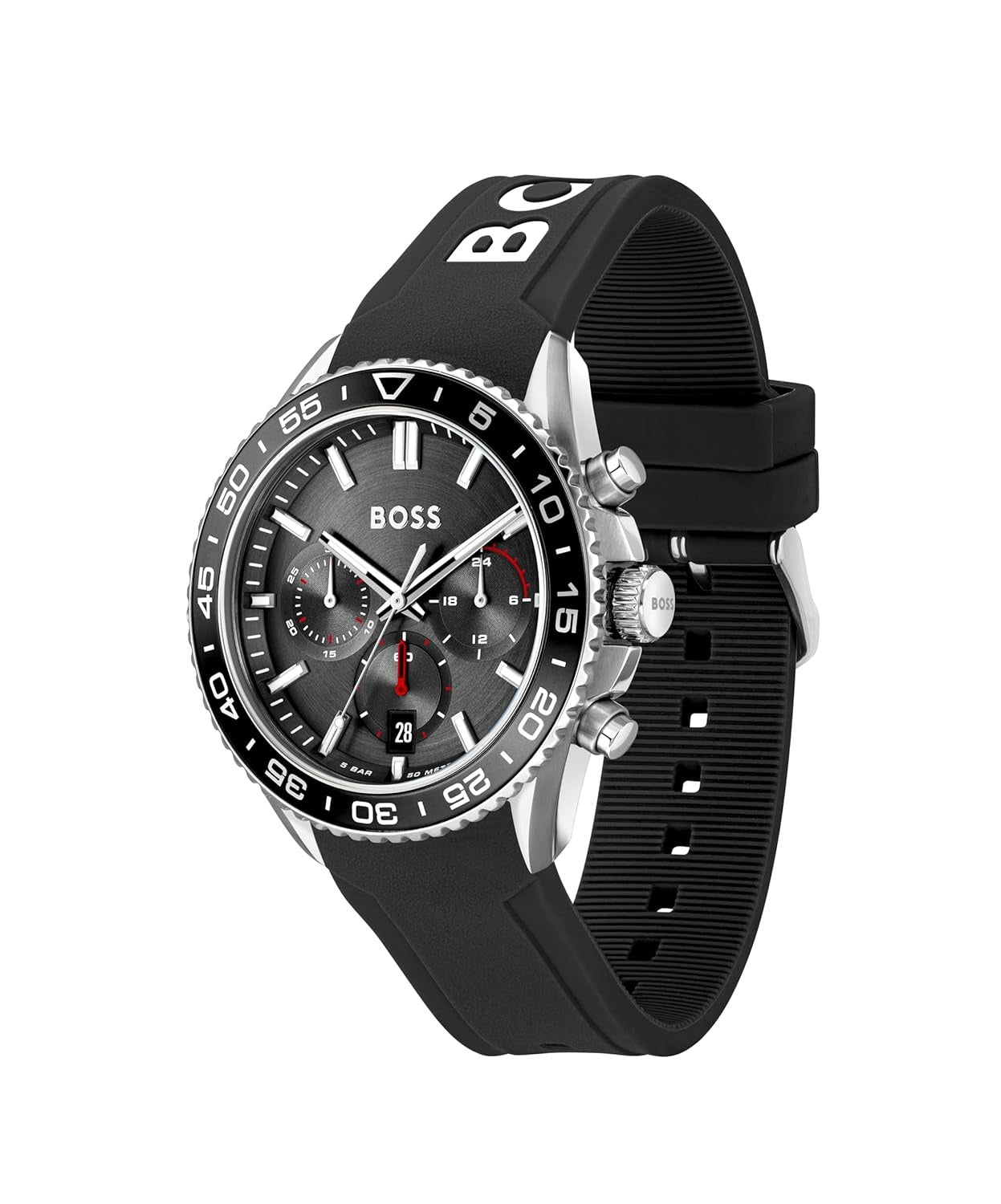 Boss Runner Men's Quartz Black Dial Chronograph Silicone Watch 1514141