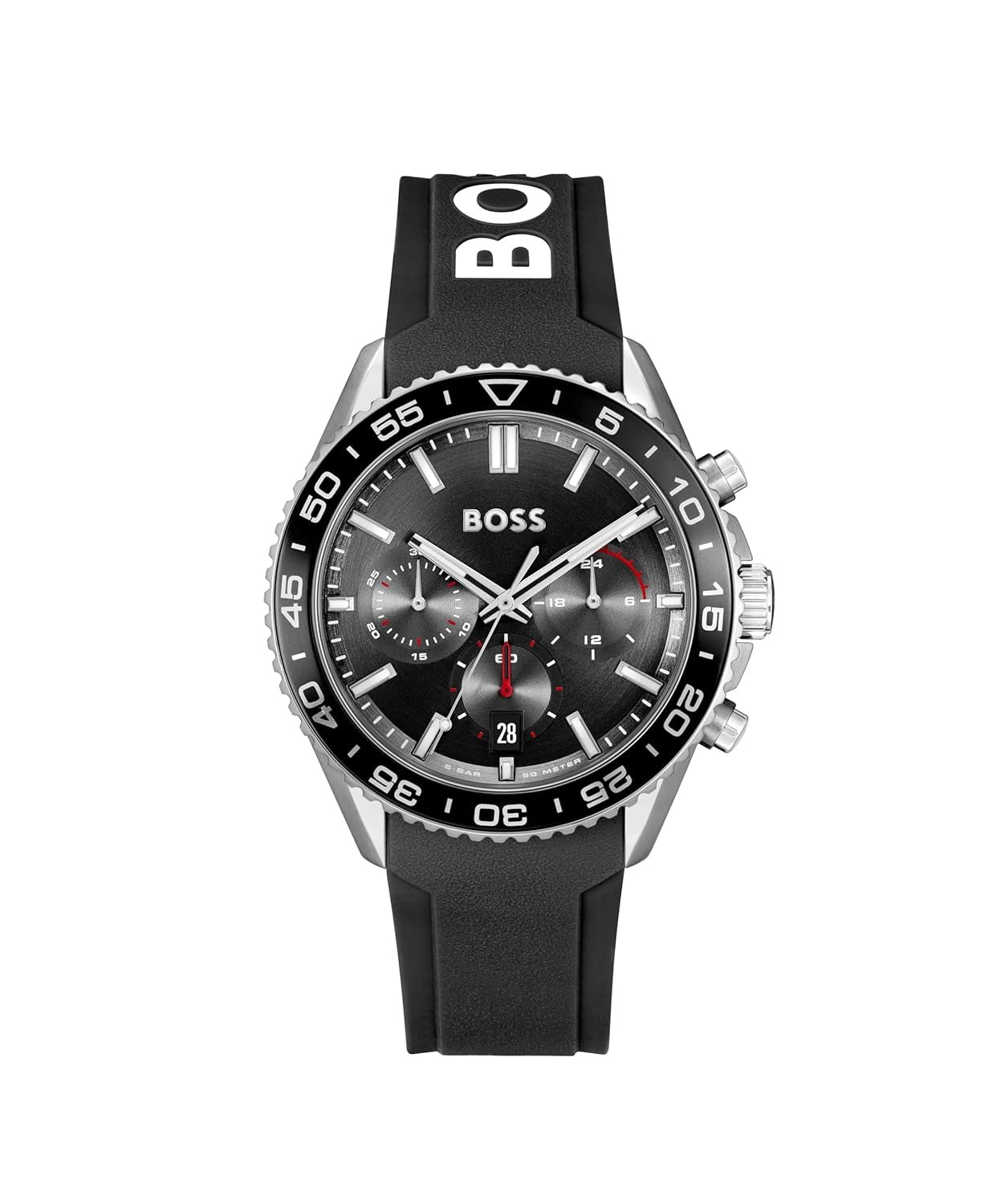 Boss Runner Men's Quartz Black Dial Chronograph Silicone Watch 1514141