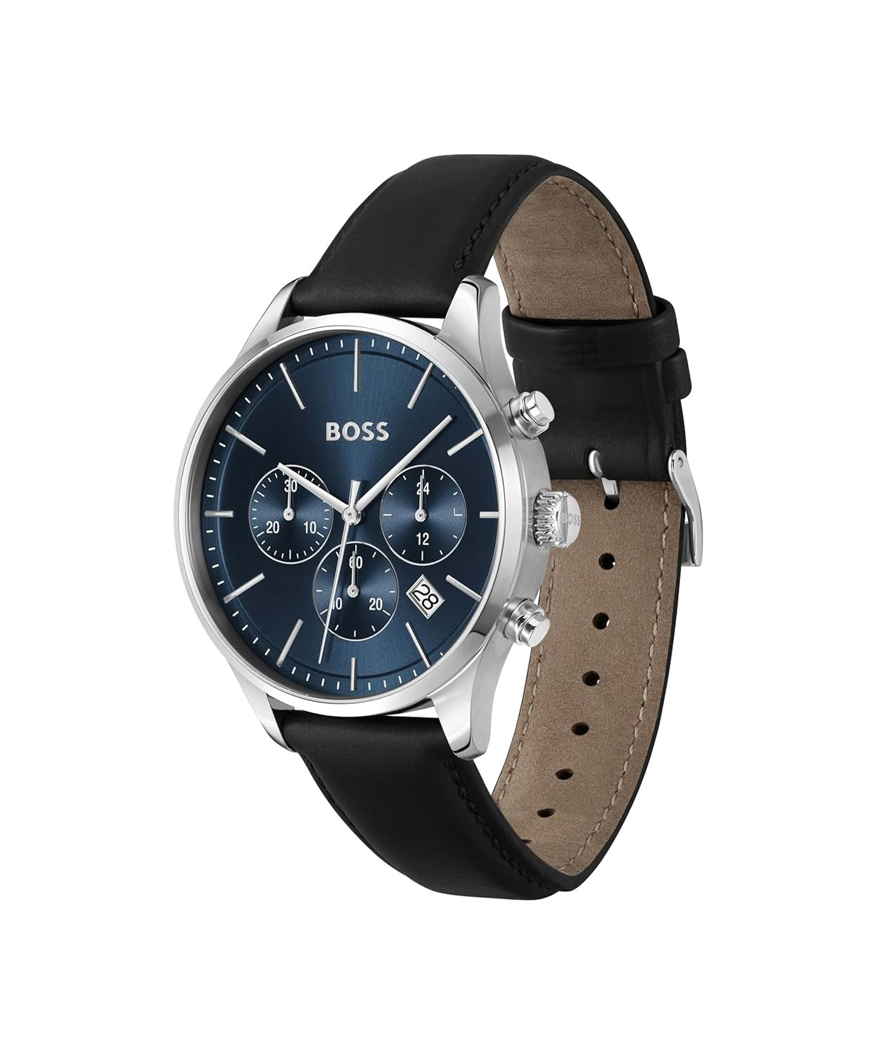 Boss Avery Men Quartz Blue Dial Chronograph Leather Watch 1514156