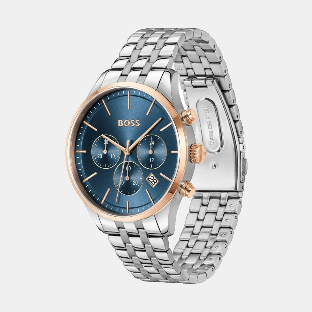 Boss Avery Men's Quartz Blue Dial Chronograph Stainless Steel Watch