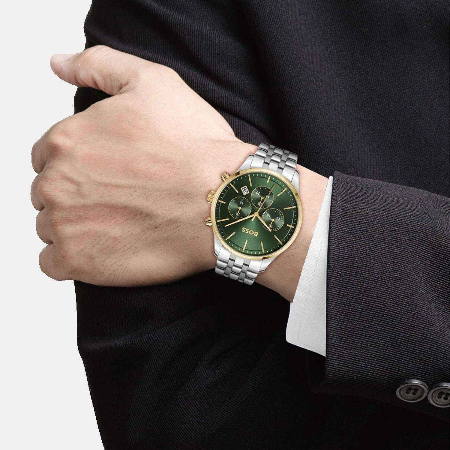 Boss Avery Men's Quartz Green Dial Chronograph Stainless Steel Watch 1514159