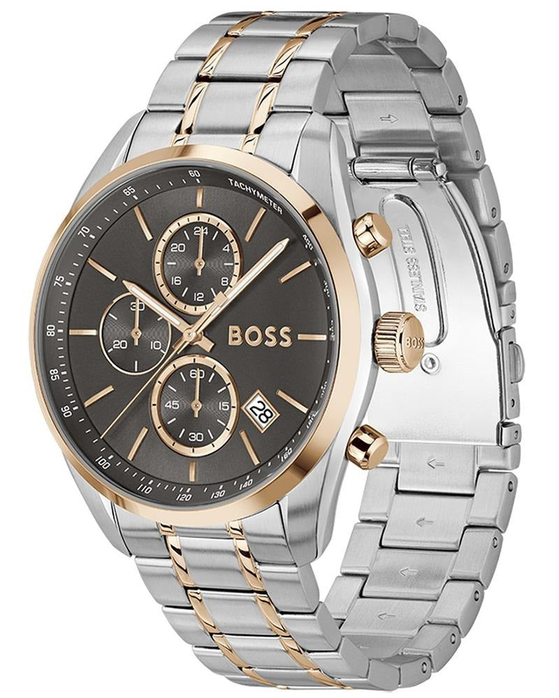 Boss Grand Prix 44 Men's Quartz Gray Dial Chronograph Two-Tone Stainless Steel Watch 1514252