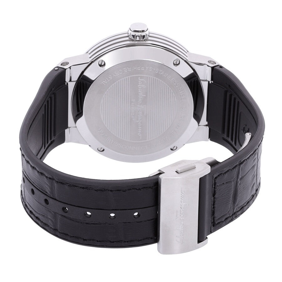Salvatore Ferragamo F-80  Motion Quartz Men's Watch Gray Dial Black Leather Strap Swiss Made FAZ040017