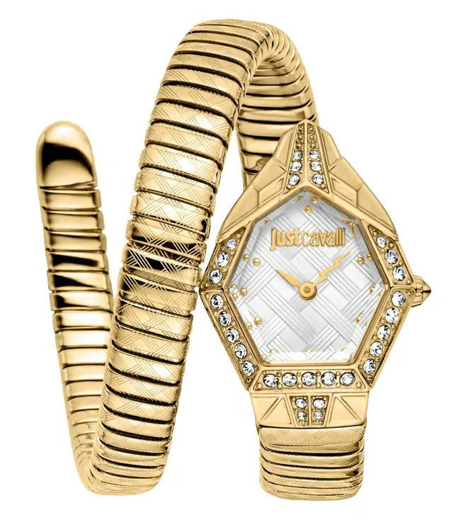 Just Cavalli JC1L303M0025 Women Analog Watch | Silver Stainless Steel Strap | Silver Dial | Quartz