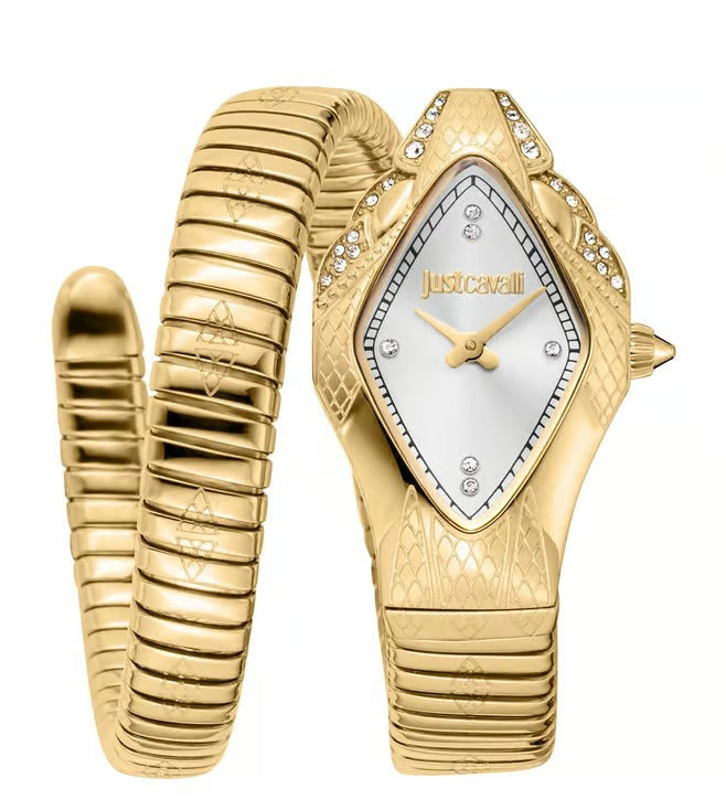 Just Cavalli JC1L306M0035 Women Analog Watch | Silver Stainless Steel Strap | Silver Dial | Quartz