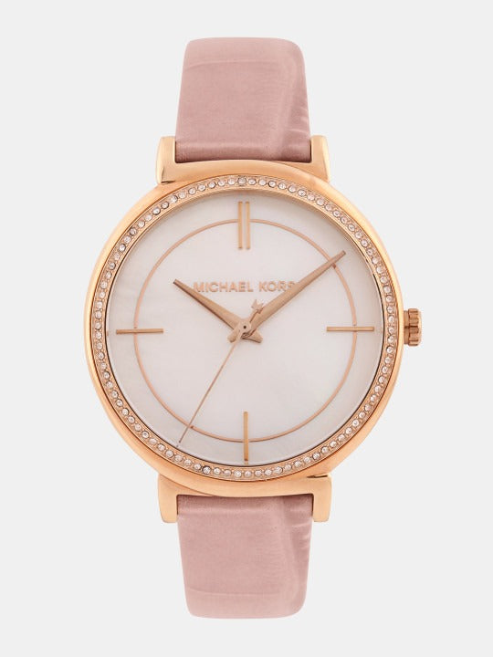 Michael Kors Cinthia Mother-of-Pearl Dial Leather Watch for Women (MK2663)