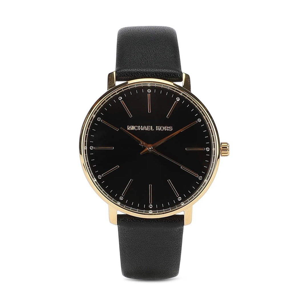 Michael Kors Pyper Black Dial Leather Strap Watch for Women (MK2747)