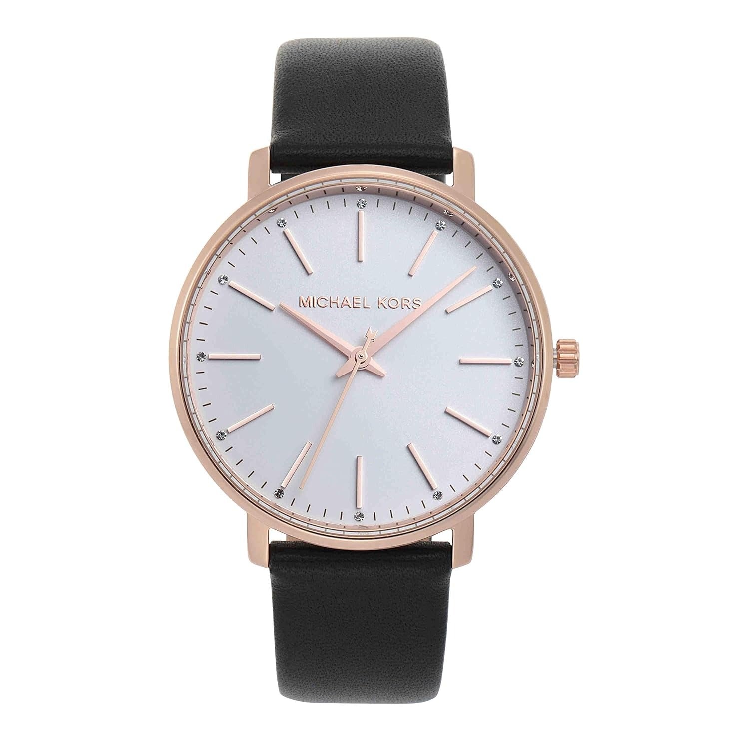 Michael Kors Pyper White Dial Black Leather Watch for Women (MK2834)