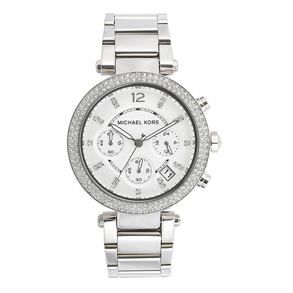 Michael Kors Parker Women Silver Dial Chronograph Stainless Steel Watch MK5353